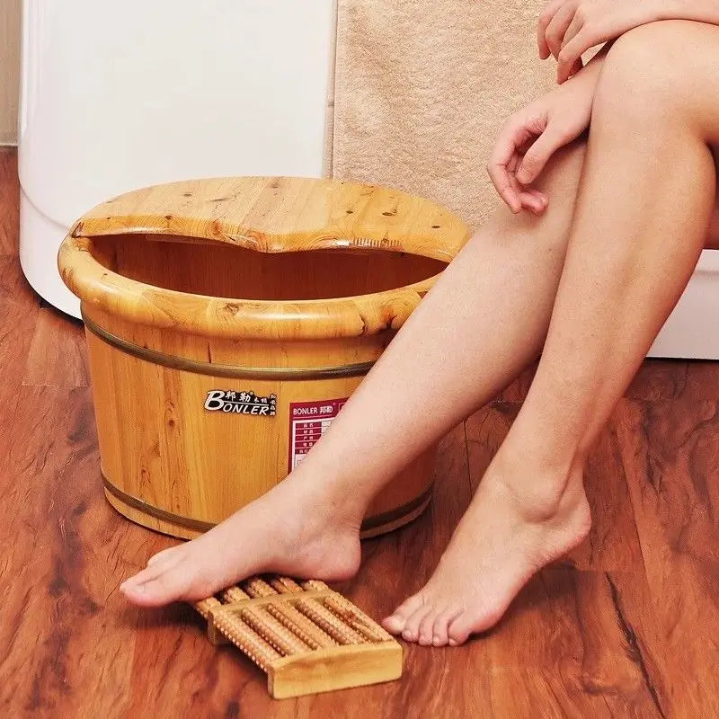 Foot basin wooden bucket foot bath&massage plus cover and massage 足浴桶加厚泡脚加盖和按摩器 Bonler