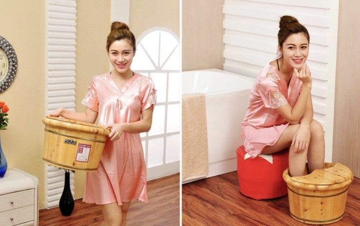Foot basin wooden bucket foot bath&massage plus cover and massage 足浴桶加厚泡脚加盖和按摩器 Bonler
