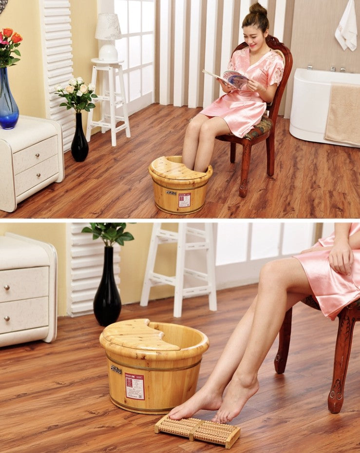 Foot basin wooden bucket foot bath&massage plus cover and massage 足浴桶加厚泡脚加盖和按摩器 Bonler