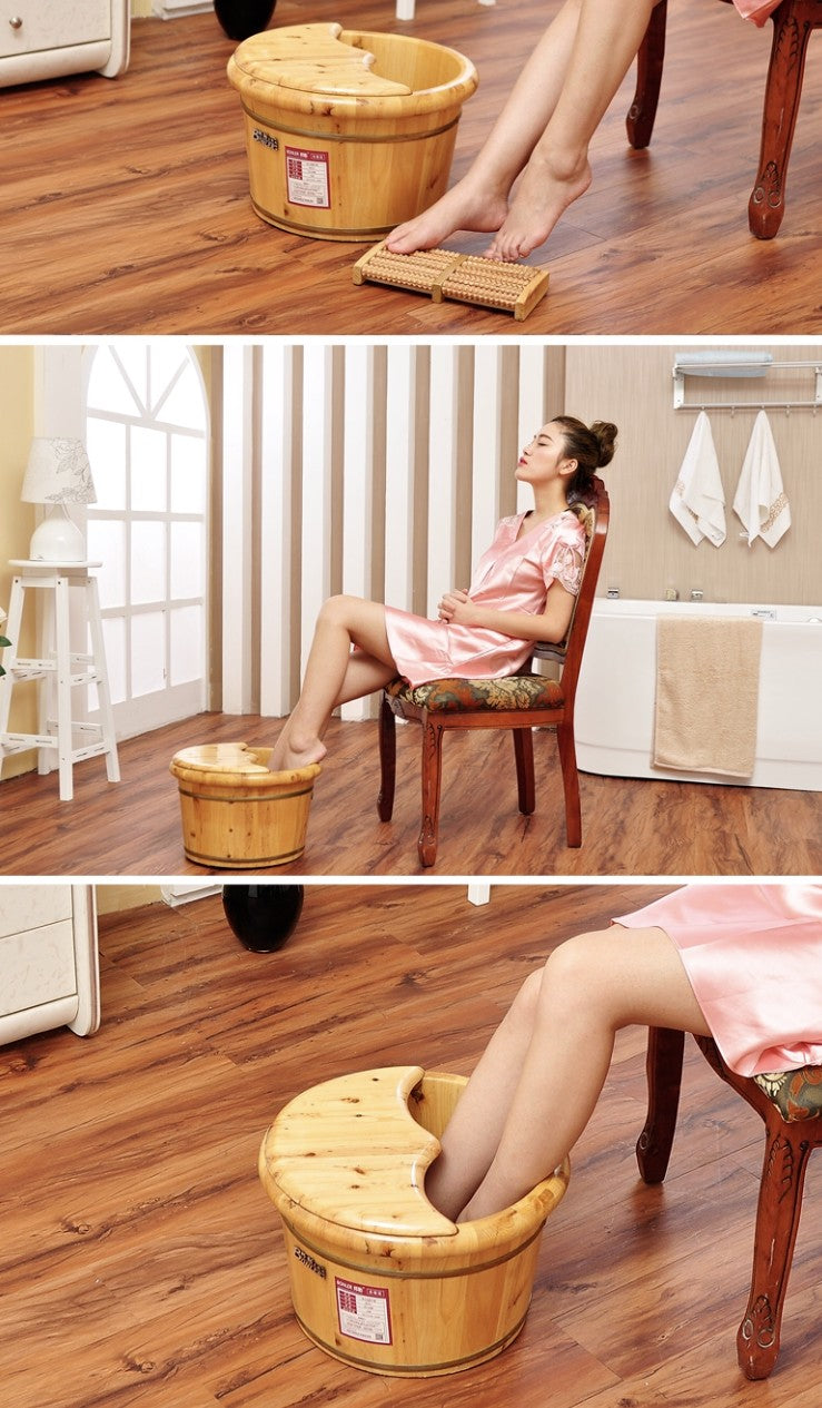 Foot basin wooden bucket foot bath&massage plus cover and massage 足浴桶加厚泡脚加盖和按摩器 Bonler
