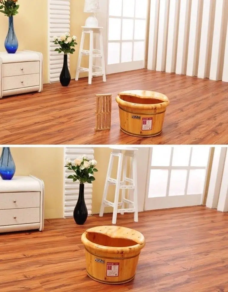 Foot basin wooden bucket foot bath&massage plus cover and massage 足浴桶加厚泡脚加盖和按摩器 Bonler