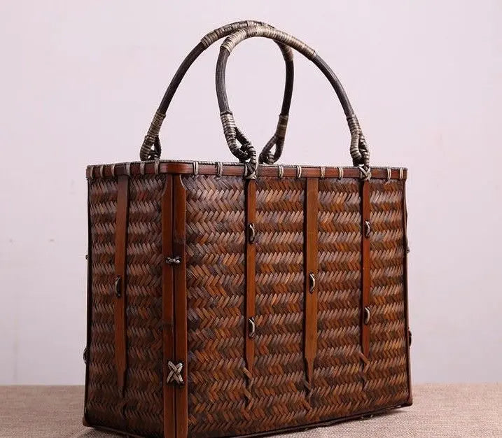 Hand-woven crafts luxury bamboo shopping bag fashion classic elegant unique竹手工编包 everythingbamboo