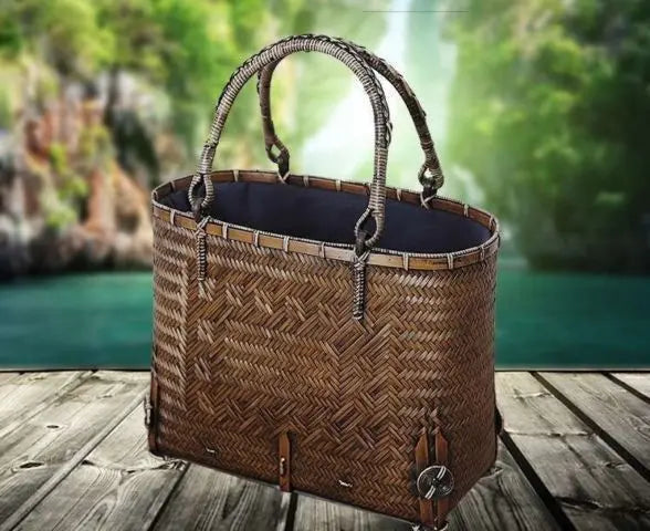 Hand-woven crafts luxury bamboo shopping bag fashion classic elegant unique竹手工编包 everythingbamboo