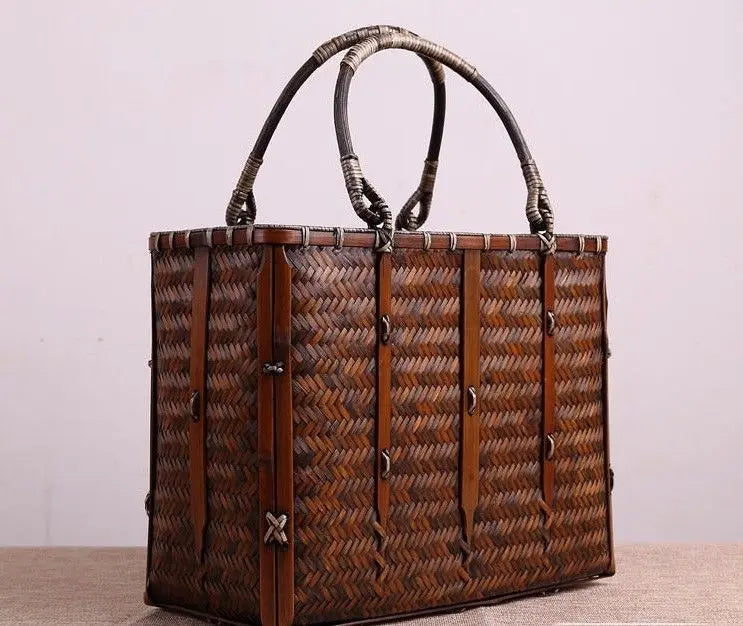 Hand-woven crafts luxury bamboo shopping bag fashion classic elegant unique竹手工编包 everythingbamboo