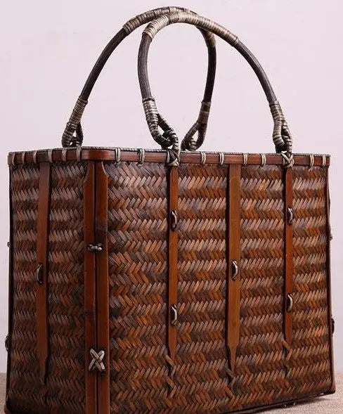 Hand-woven crafts luxury bamboo shopping bag fashion classic elegant unique竹手工编包 everythingbamboo