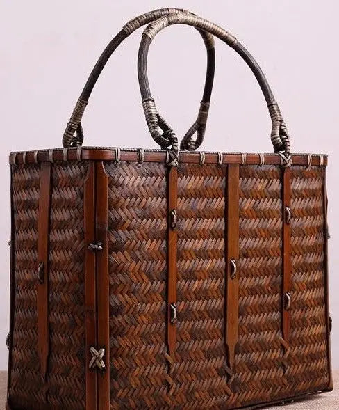 Hand-woven crafts luxury bamboo shopping bag fashion classic elegant unique竹手工编包 everythingbamboo