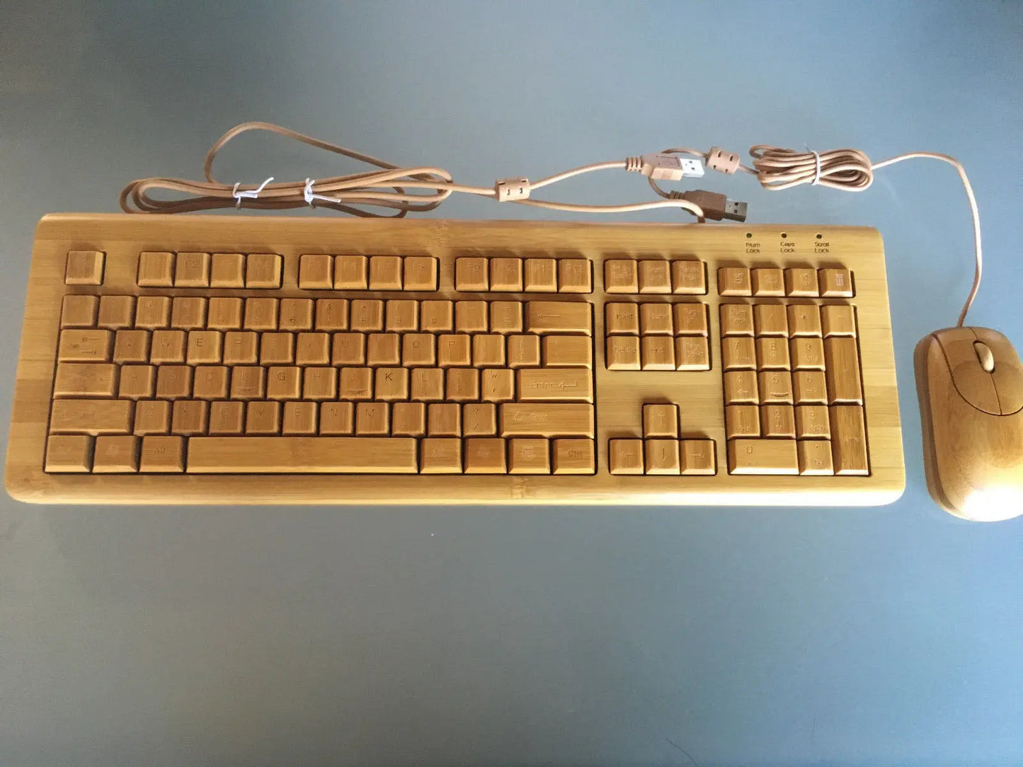 Handmade Bamboo Wooden Keyboard&Mouse Combo 3 areas Wired Multimedia Eco Friendly BKM03 everythingbamboo
