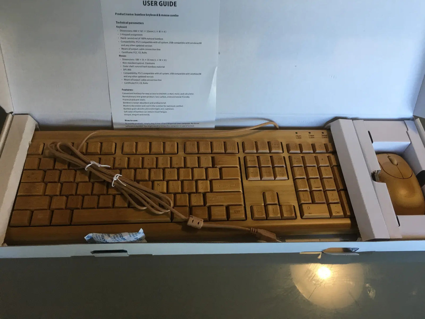 Handmade Bamboo Wooden Keyboard&Mouse Combo 3 areas Wired Multimedia Eco Friendly BKM03 everythingbamboo