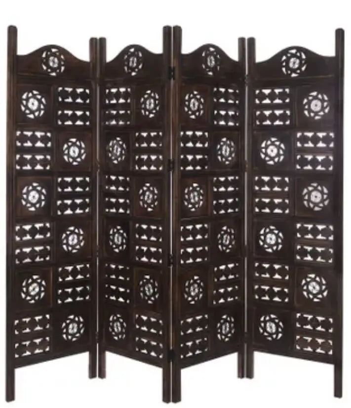 India Hand-Carved Hardwood Room Divider Folding screen luxury 3 or 4 panels everythingbamboo