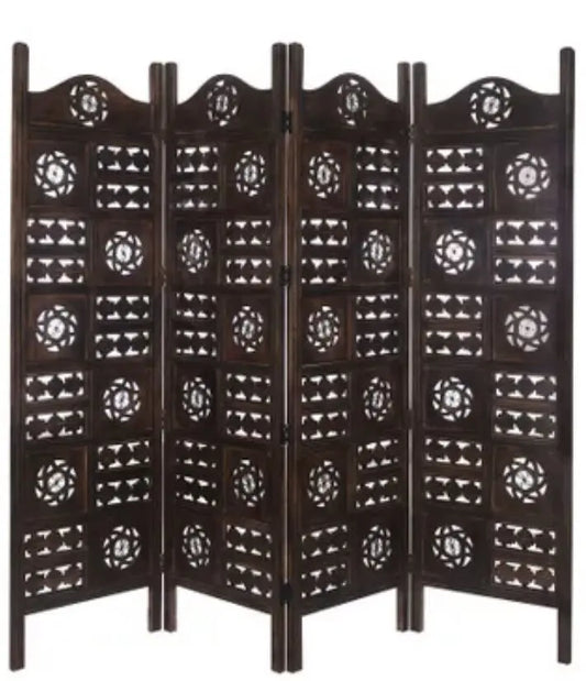 India Hand-Carved Hardwood Room Divider Folding screen luxury 3 or 4 panels everythingbamboo
