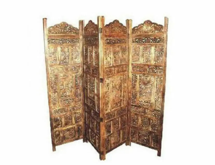 India Hand-Carved Hardwood Room Divider Folding screen luxury 3 or 4 panels everythingbamboo