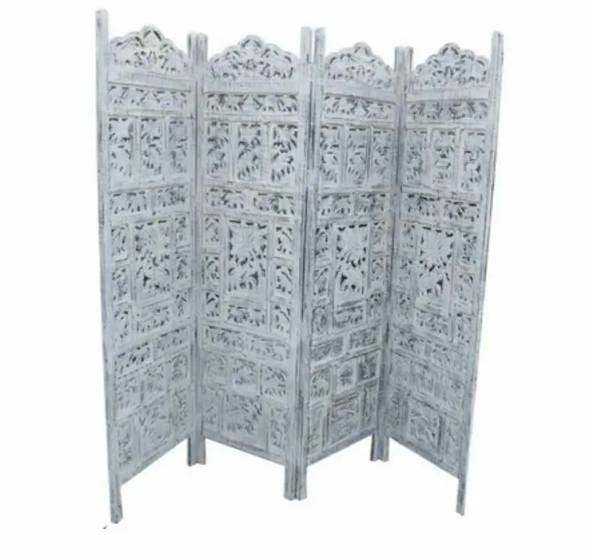 India Hand-Carved Hardwood Room Divider Folding screen luxury 3 or 4 panels everythingbamboo