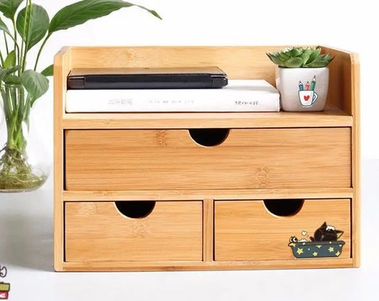 Jewelry Stationary Box Bamboo Wooden Desk Organizer Storage Decorative Drawers everythingbamboo