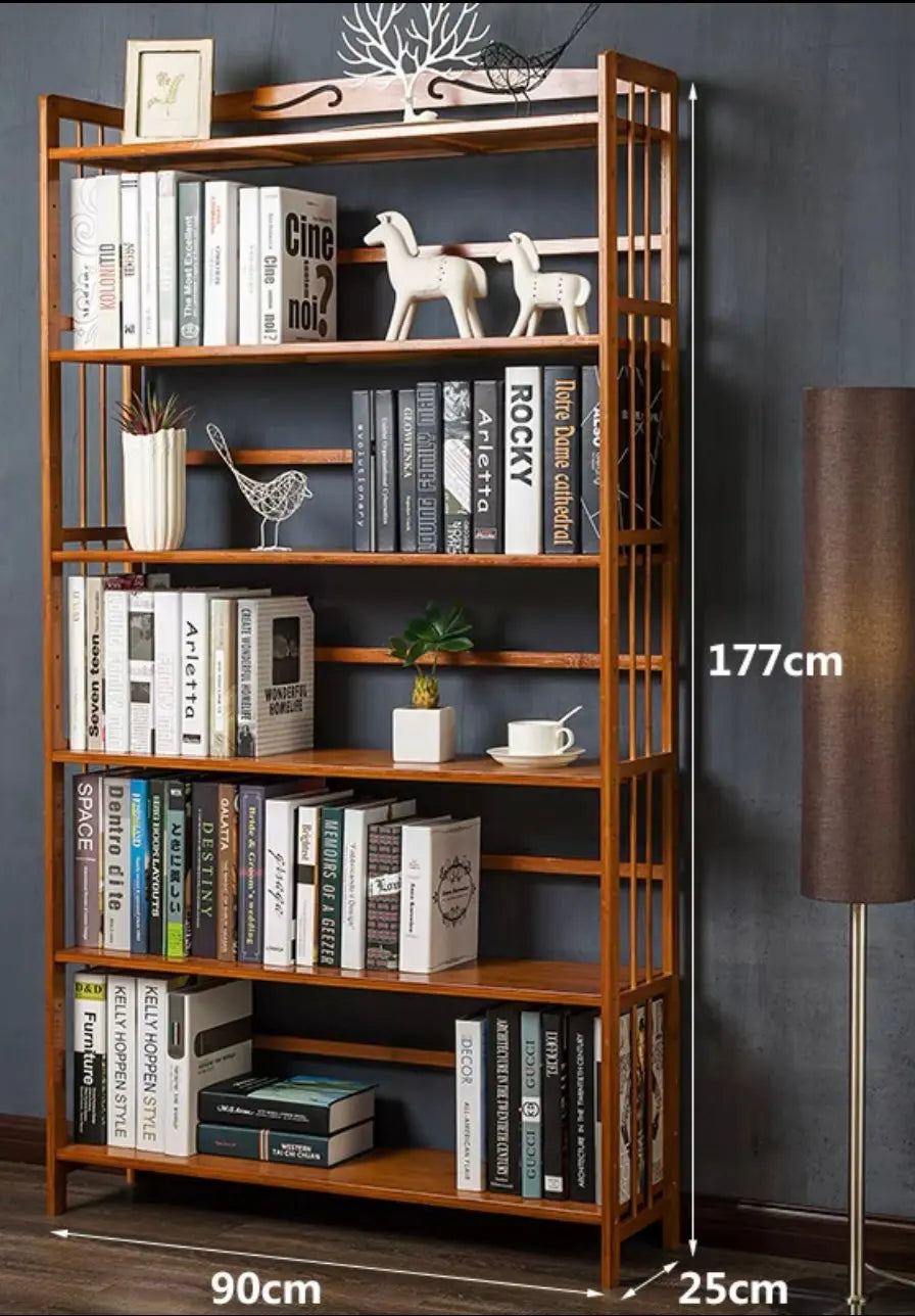 Large Size Pure Bamboo Book Shelf Cabinet Simple Solid Storage Fantastic 5 and 6 Tiers BBC03 everythingbamboo