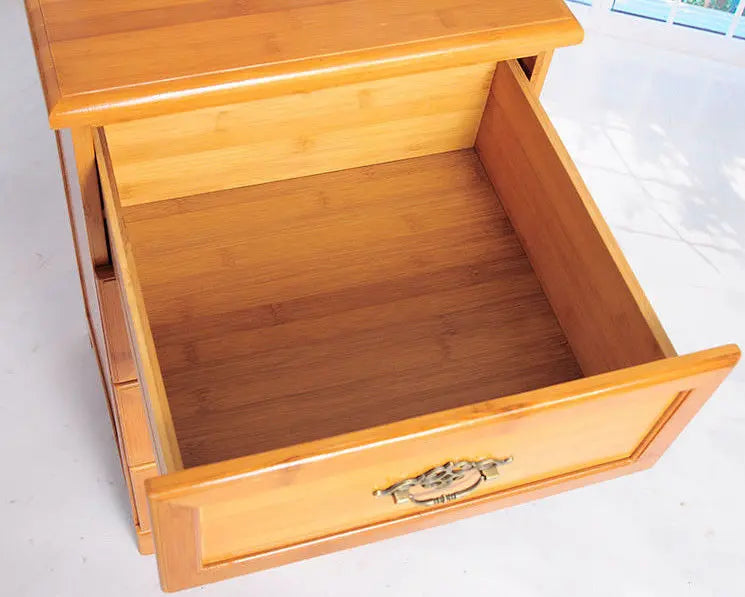 NATURAL BAMBOO WOODEN BEDSIDE TABLE CABINET DRAWER STYLISH ECO FRIENDLY Trend