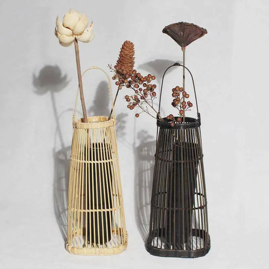 Natural Bamboo Japanese Style Vintage Flower Plants Vase Wall Home Decor 竹插花器 everythingbamboo