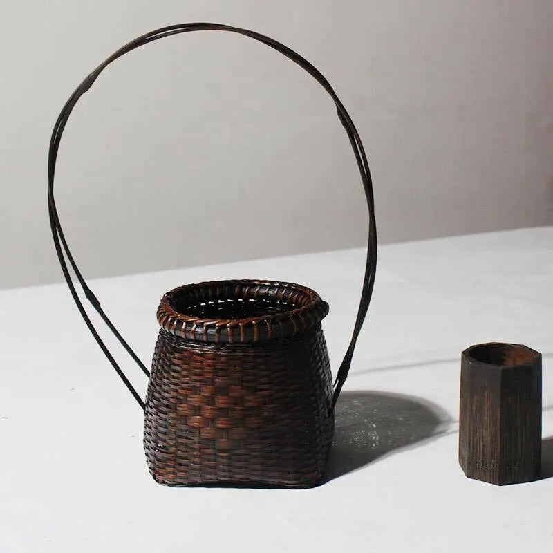 Natural Bamboo Vase Flower Basket Hand Woven Handcrafted Wicker Home Decor 竹篮插花 everythingbamboo