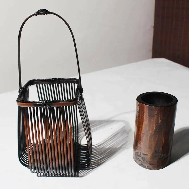 Natural Bamboo Vase Flower Basket Hand Woven Handcrafted Wicker Home Decor 竹篮插花 everythingbamboo
