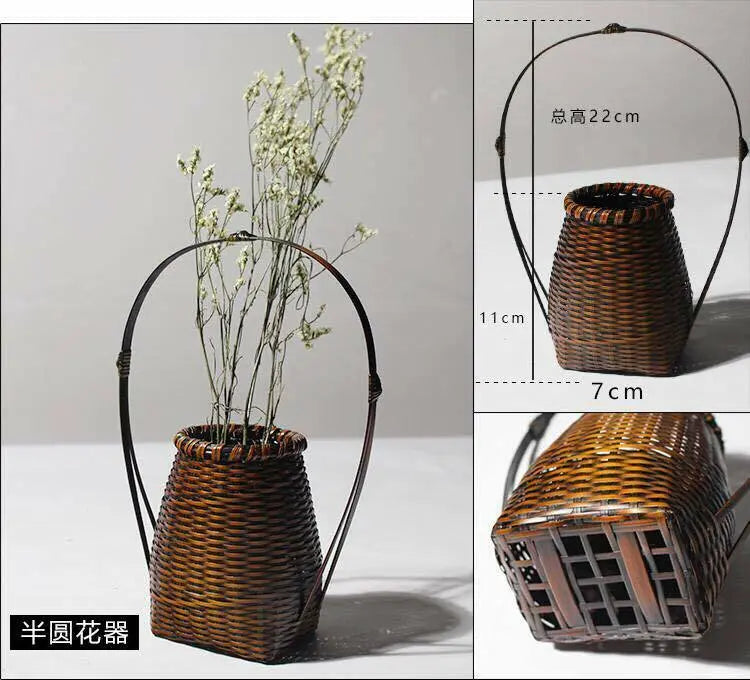Natural Bamboo Vase Flower Basket Hand Woven Handcrafted Wicker Home Decor 竹篮插花 everythingbamboo