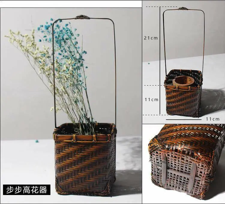 Natural Bamboo Vase Flower Basket Hand Woven Handcrafted Wicker Home Decor 竹篮插花 everythingbamboo