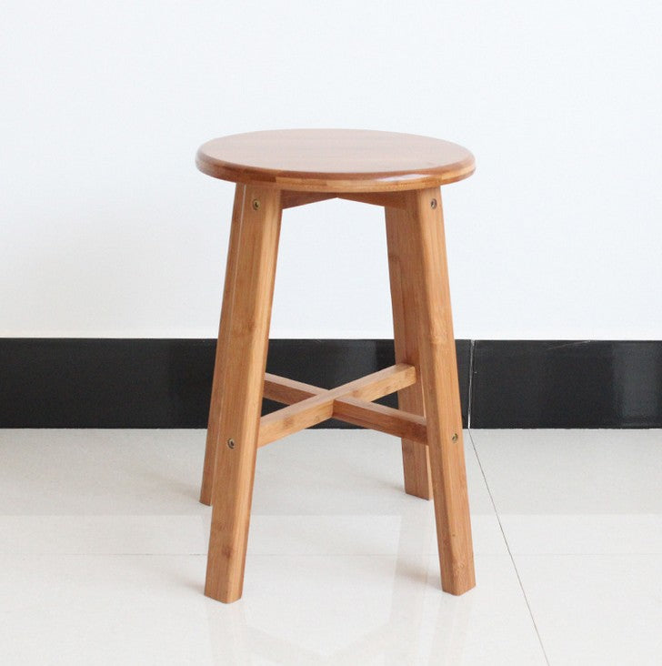 Natural bamboo wooden high stool round stool coffee tea plants stand 竹凳高脚凳咖啡凳 Unbranded