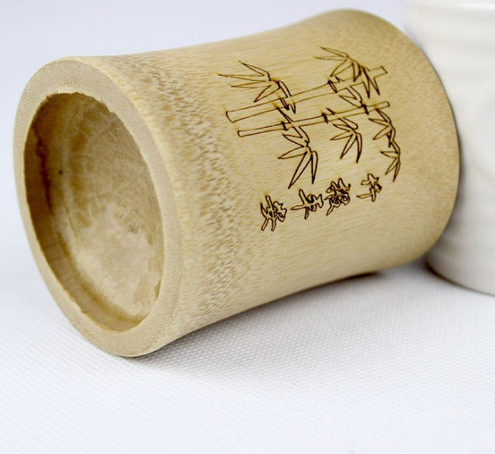 Natural carved bamboo cup tea pot coffee cup carbonized bamboo everythingbamboo