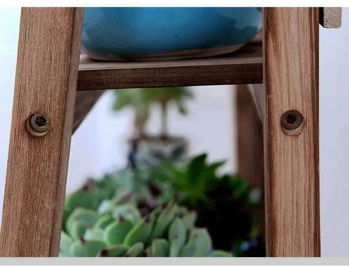 Plant Stand Shelf With Hanging Bar Pinewood Solid Garden Decor Indoor Outdoor everythingbamboo