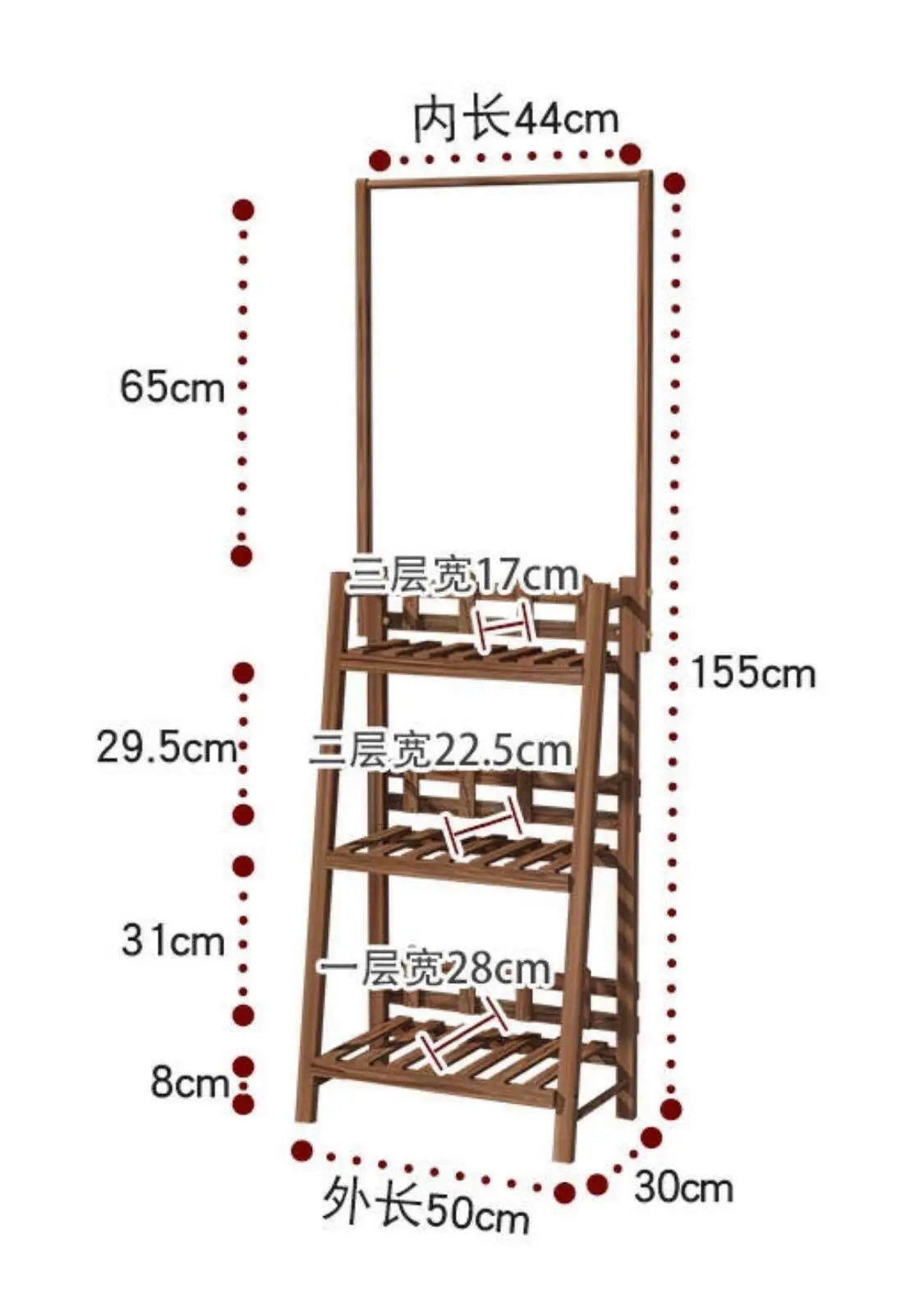 Plant Stand Shelf With Hanging Bar Pinewood Solid Garden Decor Indoor Outdoor everythingbamboo