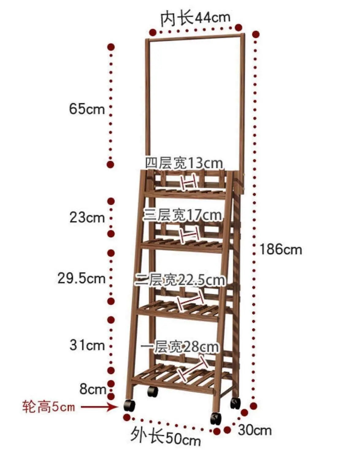 Plant Stand Shelf With Hanging Bar Pinewood Solid Garden Decor Indoor Outdoor everythingbamboo
