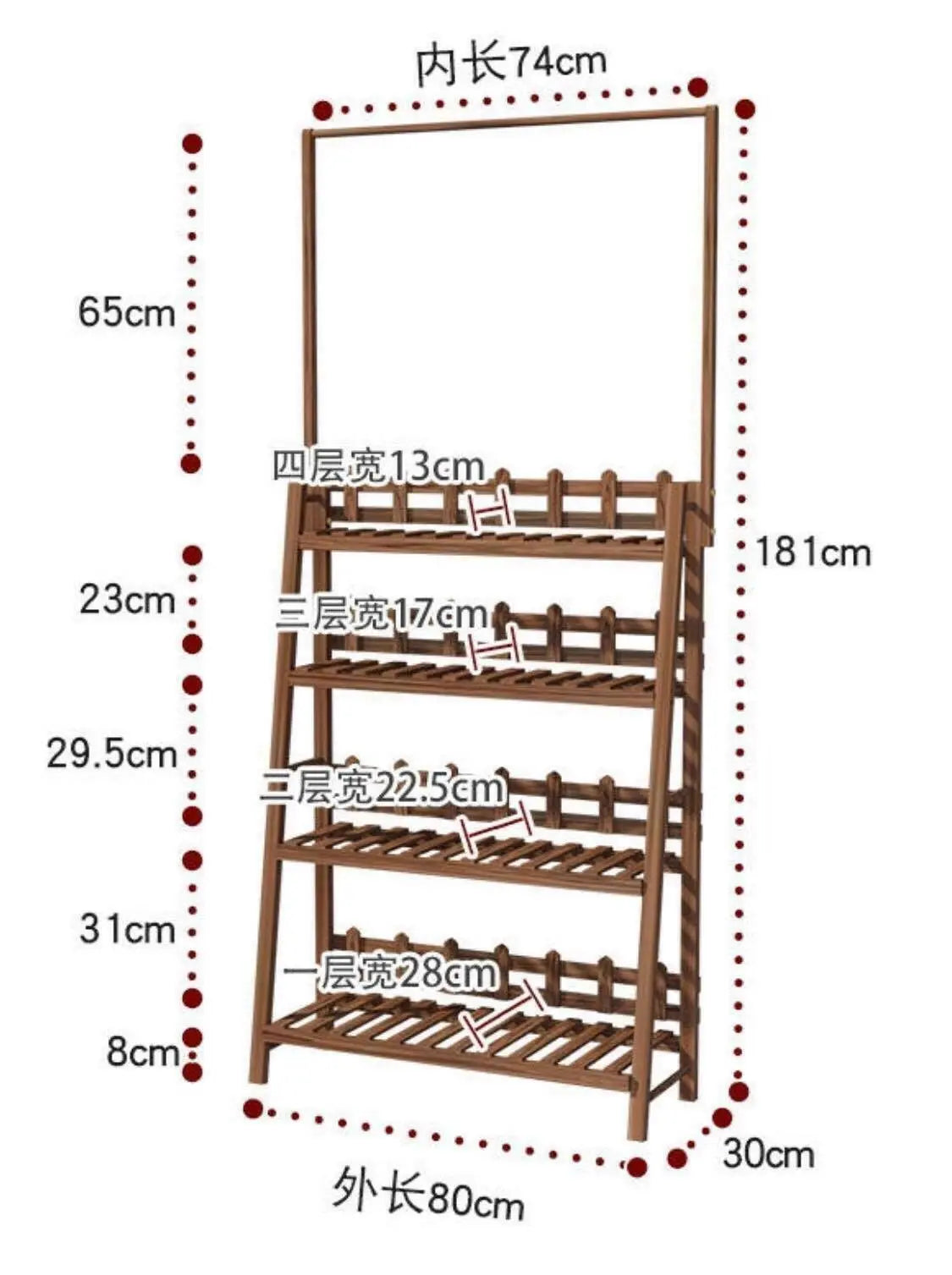 Plant Stand Shelf With Hanging Bar Pinewood Solid Garden Decor Indoor Outdoor everythingbamboo