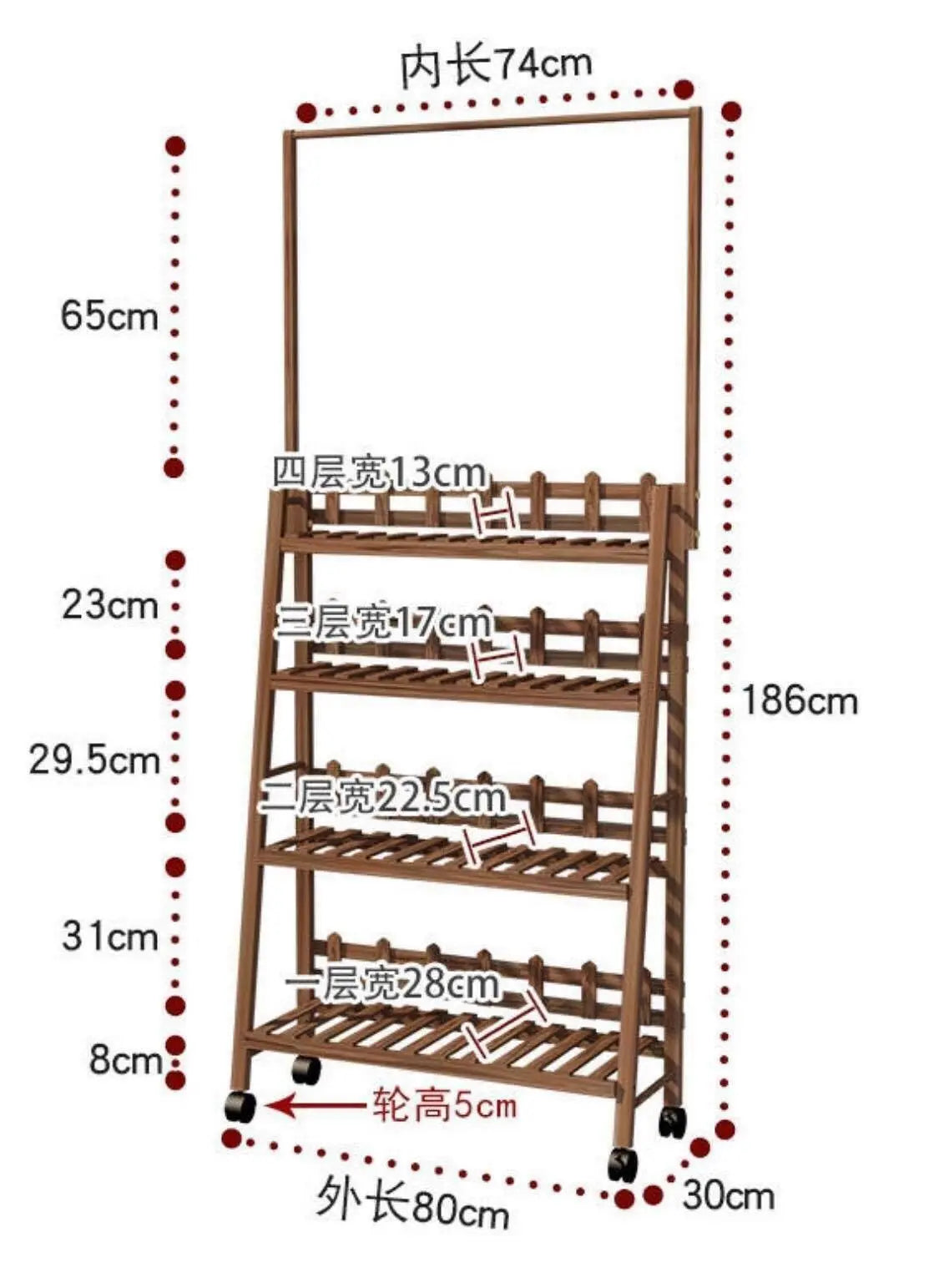 Plant Stand Shelf With Hanging Bar Pinewood Solid Garden Decor Indoor Outdoor everythingbamboo