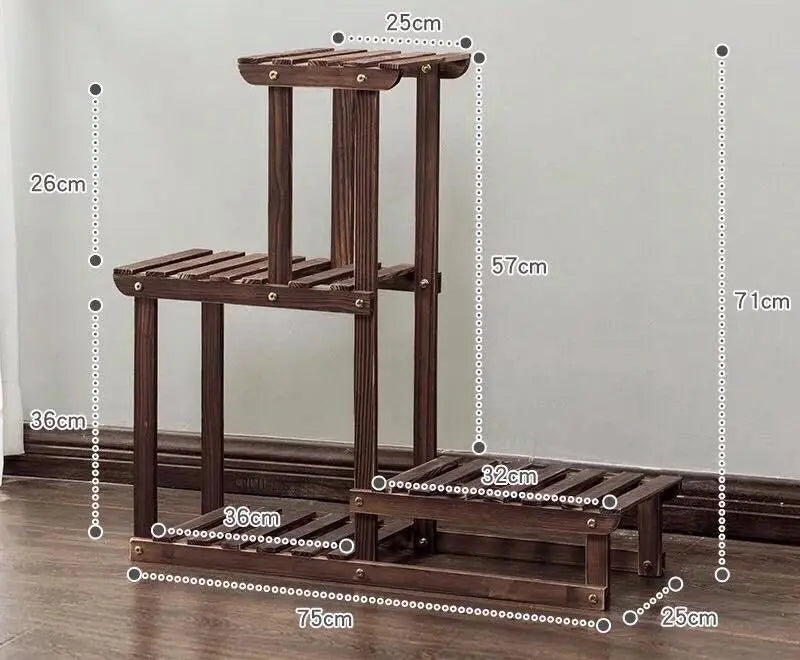 Plant Stand Wooden Indoor Outdoor Garden Planter With or Without Wheels 多款实木多层花架 everythingbamboo