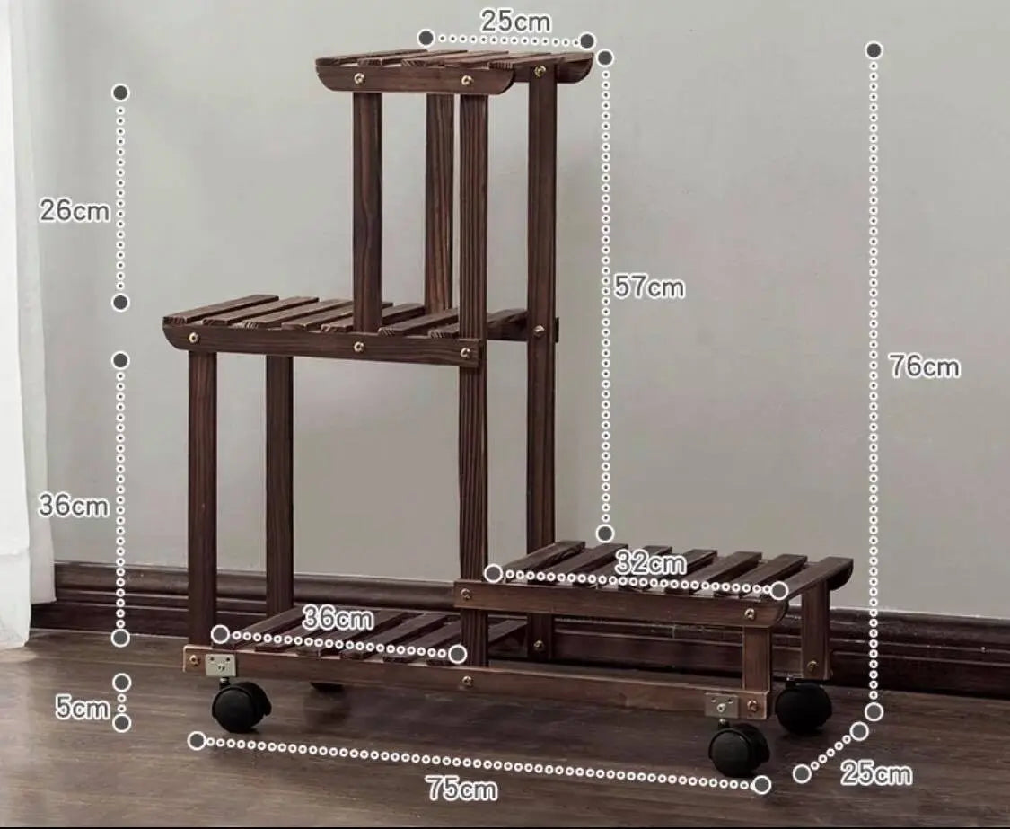 Plant Stand Wooden Indoor Outdoor Garden Planter With or Without Wheels 多款实木多层花架 everythingbamboo