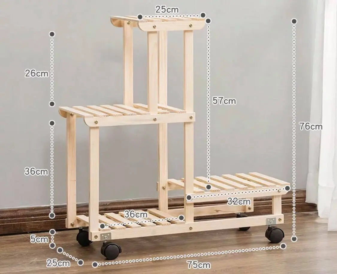 Plant Stand Wooden Indoor Outdoor Garden Planter With or Without Wheels 多款实木多层花架 everythingbamboo
