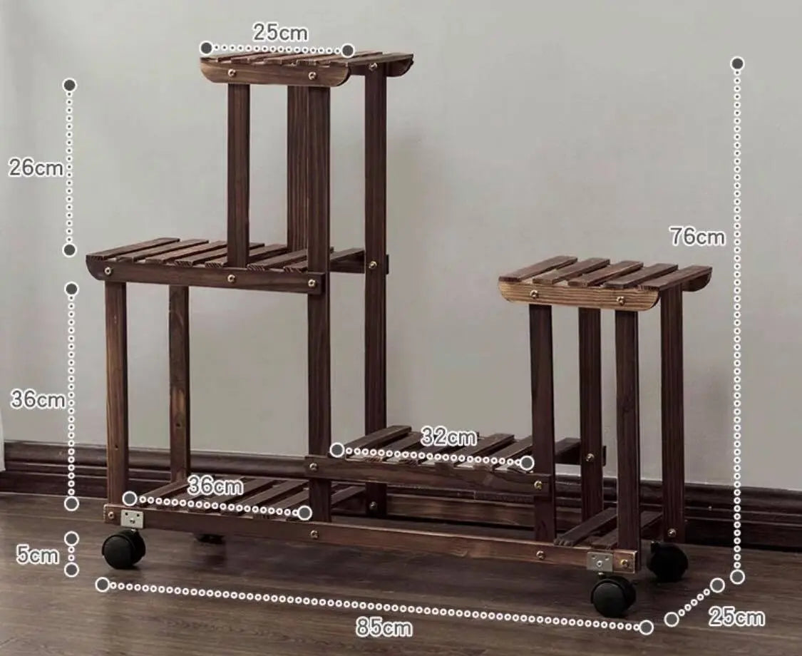 Plant Stand Wooden Indoor Outdoor Garden Planter With or Without Wheels 多款实木多层花架 everythingbamboo