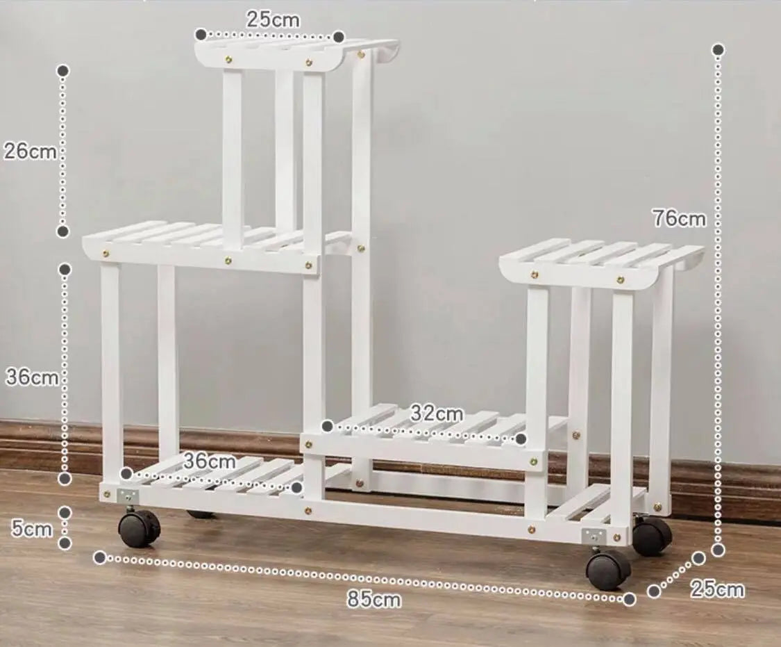 Plant Stand Wooden Indoor Outdoor Garden Planter With or Without Wheels 多款实木多层花架 everythingbamboo