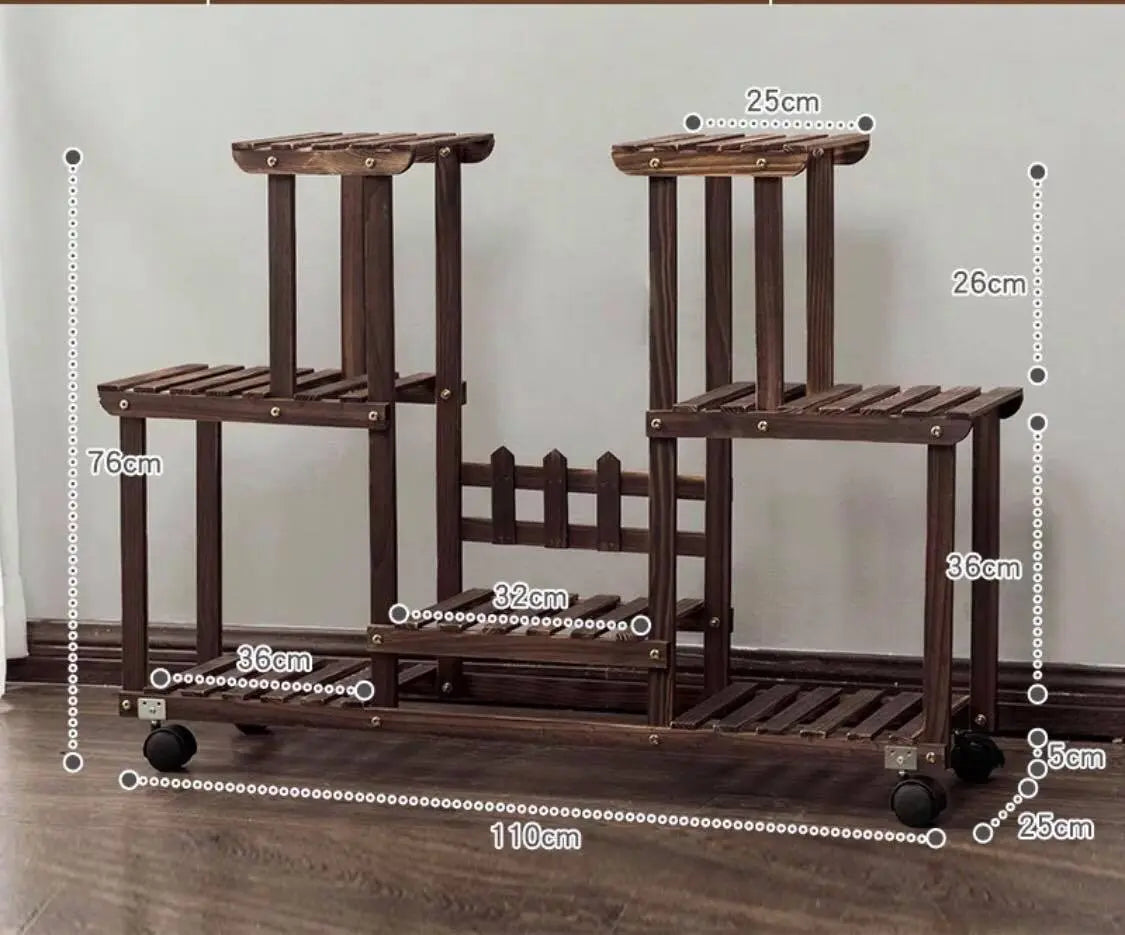 Plant Stand Wooden Indoor Outdoor Garden Planter With or Without Wheels 多款实木多层花架 everythingbamboo