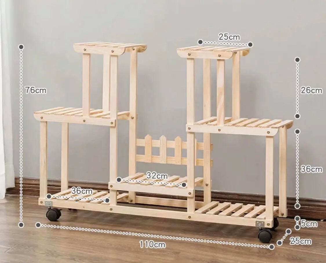 Plant Stand Wooden Indoor Outdoor Garden Planter With or Without Wheels 多款实木多层花架 everythingbamboo