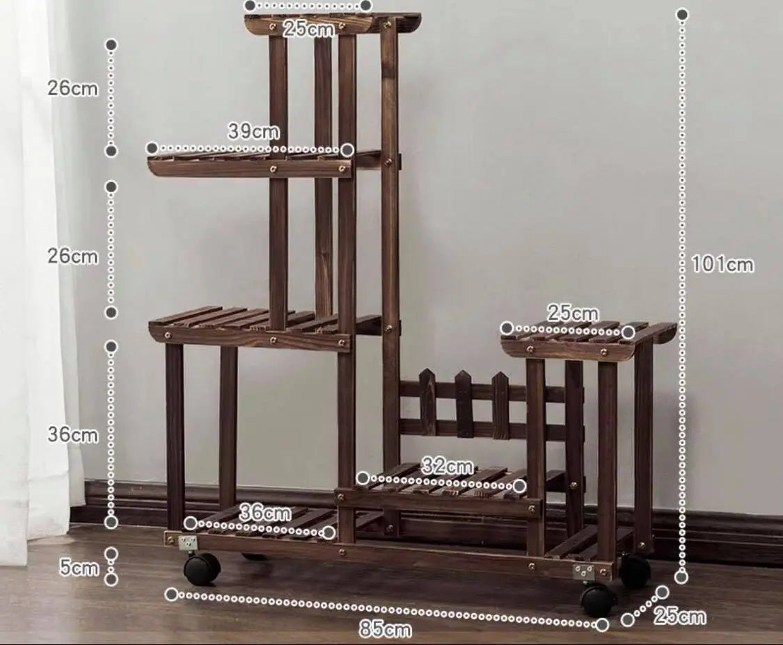 Plant Stand Wooden Indoor Outdoor Garden Planter With or Without Wheels 多款实木多层花架 everythingbamboo