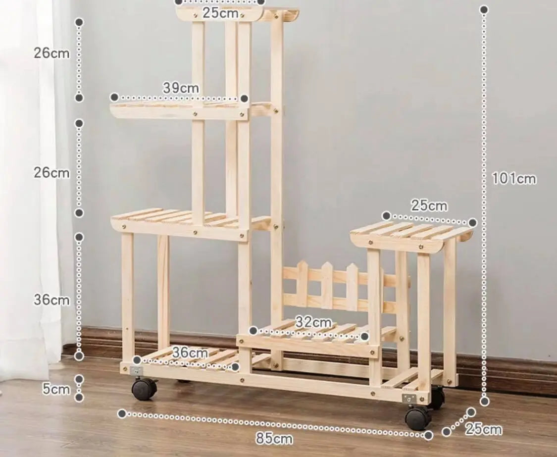 Plant Stand Wooden Indoor Outdoor Garden Planter With or Without Wheels 多款实木多层花架 everythingbamboo