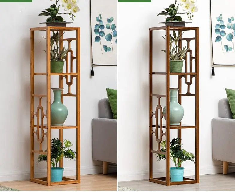 Premium Bamboo Wooden Plant Stand Decoration Shelf Carved Storage Elegant everythingbamboo
