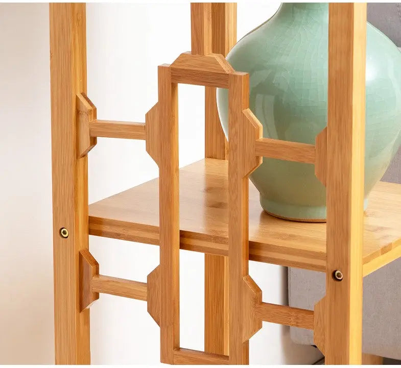 Premium Bamboo Wooden Plant Stand Decoration Shelf Carved Storage Elegant everythingbamboo