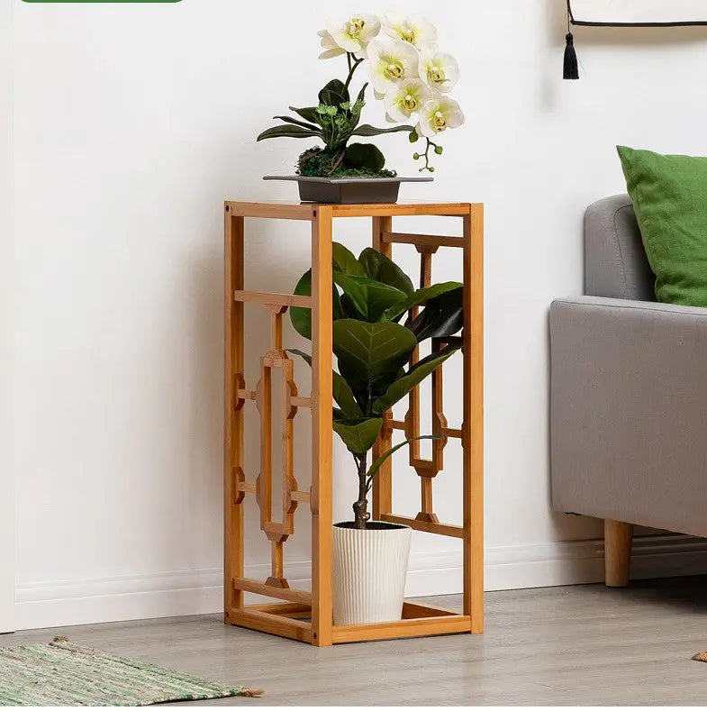 Premium Bamboo Wooden Plant Stand Decoration Shelf Carved Storage Elegant everythingbamboo