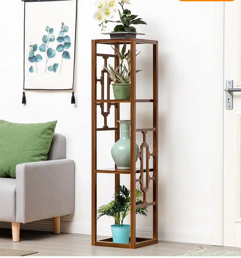 Premium Bamboo Wooden Plant Stand Decoration Shelf Carved Storage Elegant everythingbamboo
