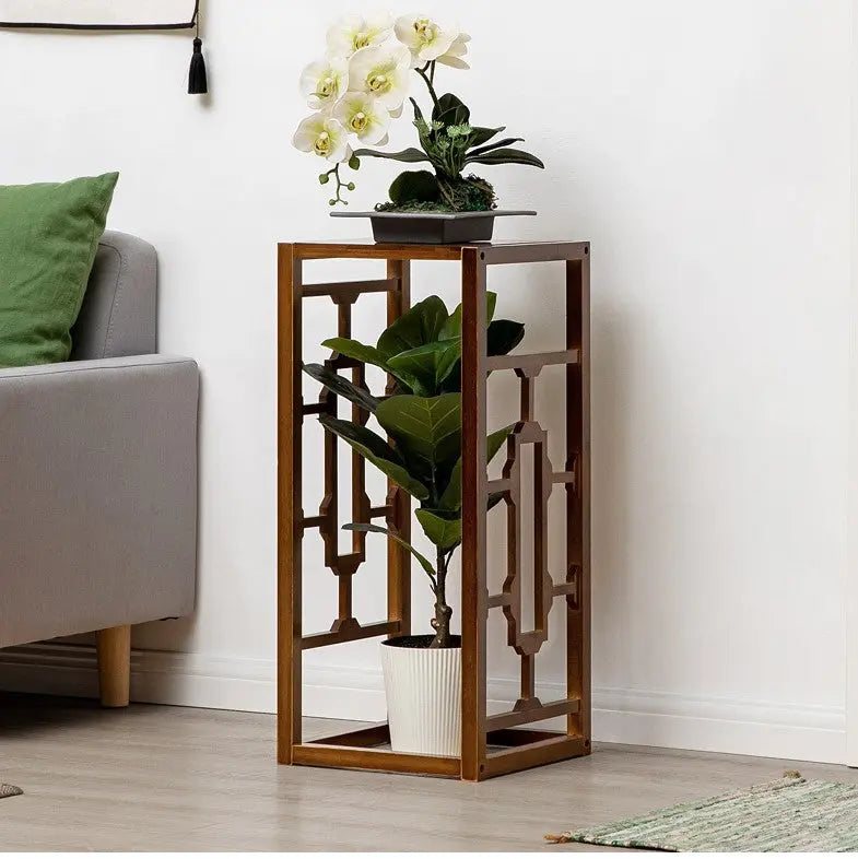 Premium Bamboo Wooden Plant Stand Decoration Shelf Carved Storage Elegant everythingbamboo