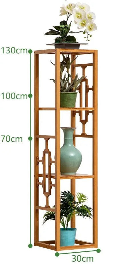 Premium Bamboo Wooden Plant Stand Decoration Shelf Carved Storage Elegant everythingbamboo