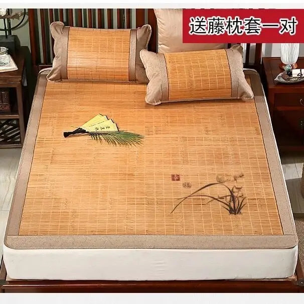 Premium Bamboo bed Mat Summer mat+2 Pillow Case sheet rug floor cool 双面折叠竹凉席加两枕套 everythingbamboo