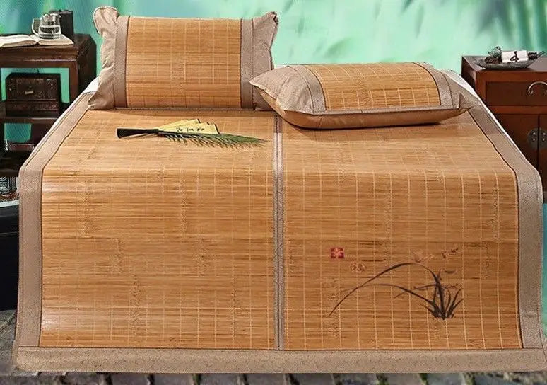 Premium Bamboo bed Mat Summer mat+2 Pillow Case sheet rug floor cool 双面折叠竹凉席加两枕套 everythingbamboo