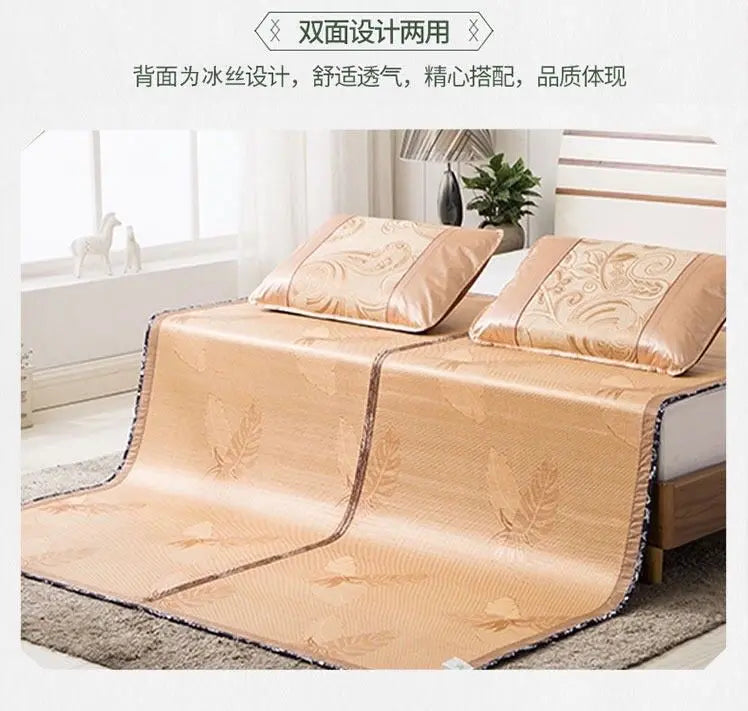 Premium Bamboo bed Mat Summer mat+2 Pillow Case sheet rug floor cool 双面折叠竹凉席加两枕套 everythingbamboo