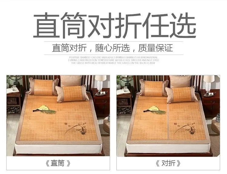 Premium Bamboo bed Mat Summer mat+2 Pillow Case sheet rug floor cool 双面折叠竹凉席加两枕套 everythingbamboo